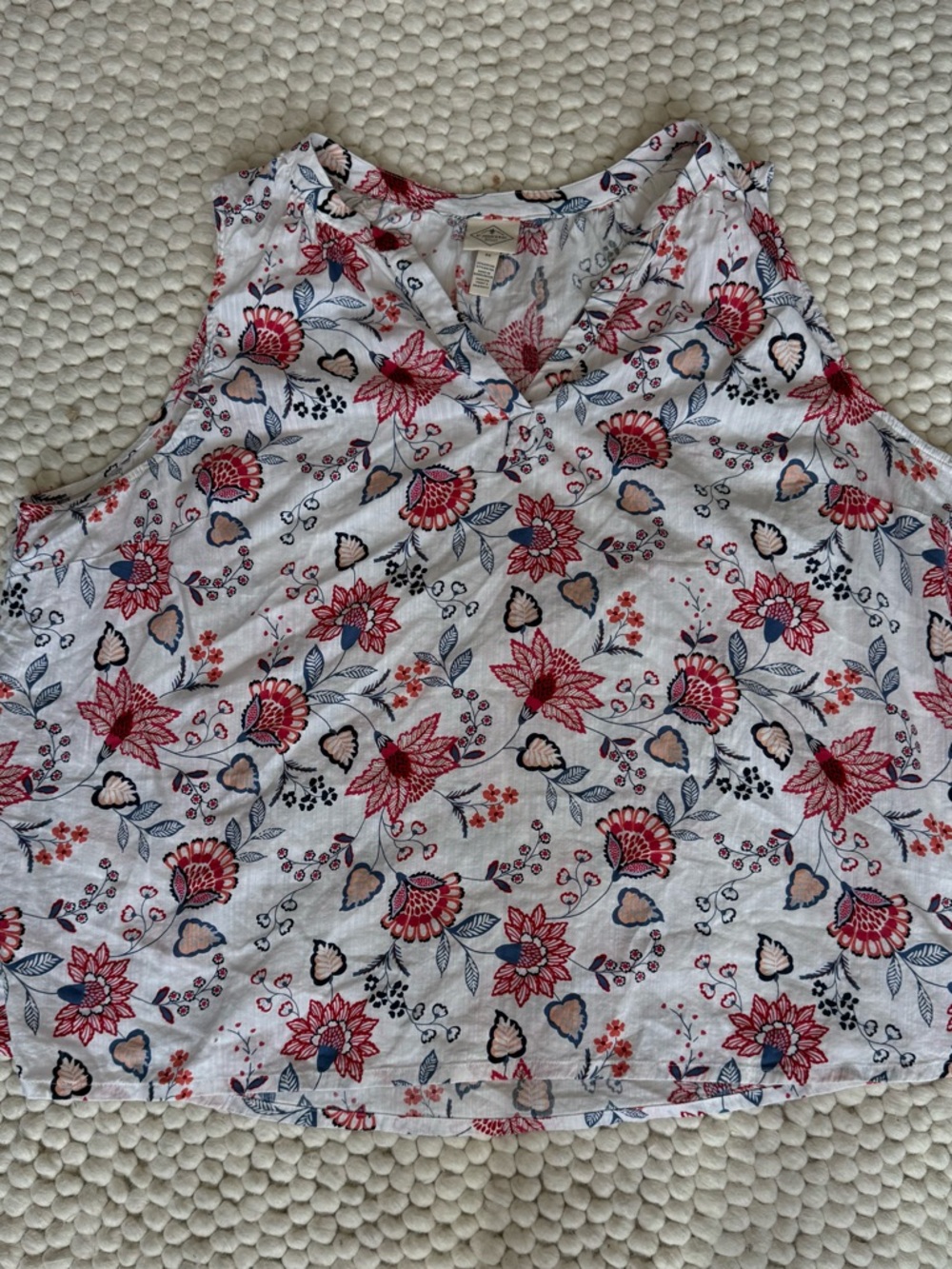 St. John’s Bay Sleeveless Floral Tank White Floral Print 3XL